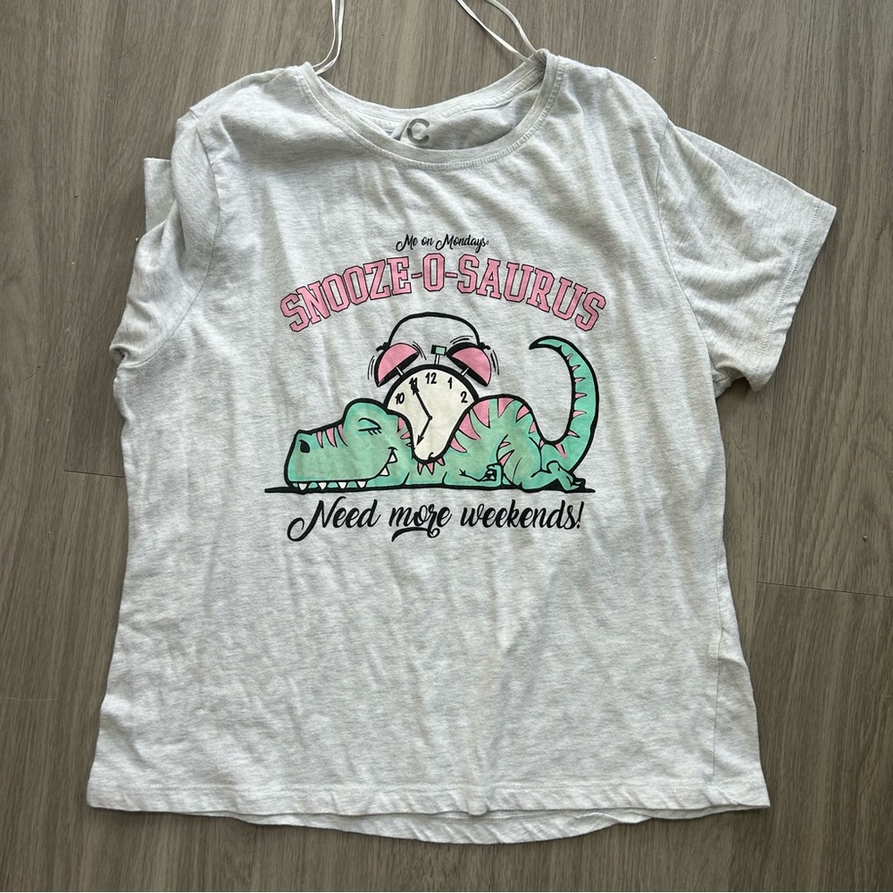 Snooze-o-saurus cropped pj shirt